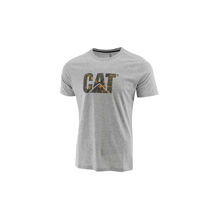 Caterpillar Slim Fit Logo - Mens T-Shirts - Grey Camo - NZ (713VGQBTF)